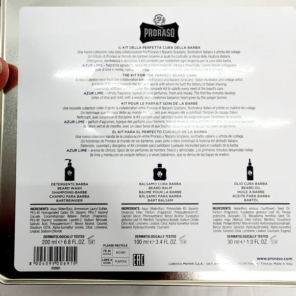 Proraso Beard Care Set with Beard Wash, Beard Oil and Beard Balm Azur Lime Scent - Picture 12 of 16